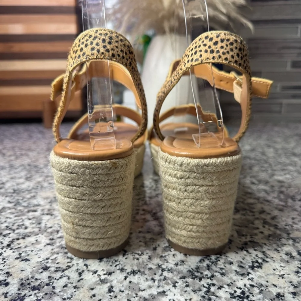 J.Crew | NWOB Platform Espadrille Sandals Leopard-print Calf Hair Size 9